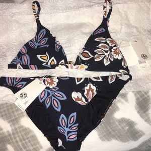 NWT Tory Burch Bay French Top + Bottom swimsuit